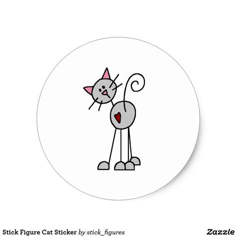 Stick Figure Cat Sticker In 2021 Stick Figure Drawing