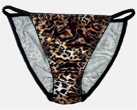 Satin String Bikini Panty Leopard Print M Discounted Price Online