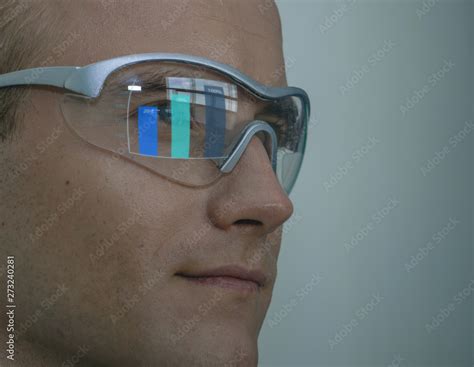 smart glasses with augmented mixed virtual reality technology concept man use ar vr to