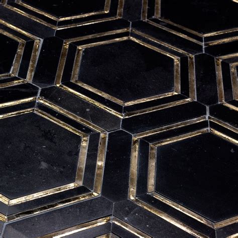 Black And Helix Gold Marble Tile In 2019 Marble Tiles Gold Marble