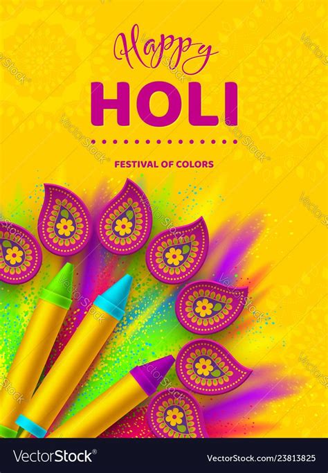 Happy Holi Colorful Poster For Celebration Hindu Festival Of Colors 3d