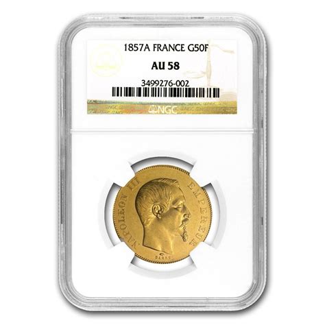 Buy 1857 A France Gold 50 Francs Napoleon Iii Au 58 Ngc Apmex