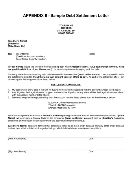 Settlement Letter Sample Free Printable Documents