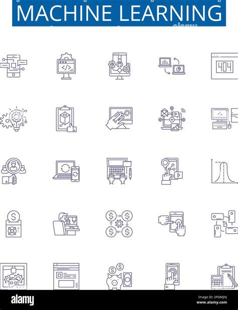 Machine Learning Line Icons Signs Set Design Collection Of Machine