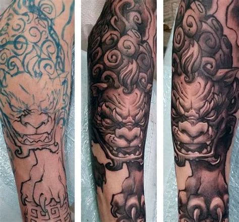 Japanese komainu male foo dog sculpture. 100 Foo Dog Tattoo Designs For Men - Chinese Gaurdian Lions