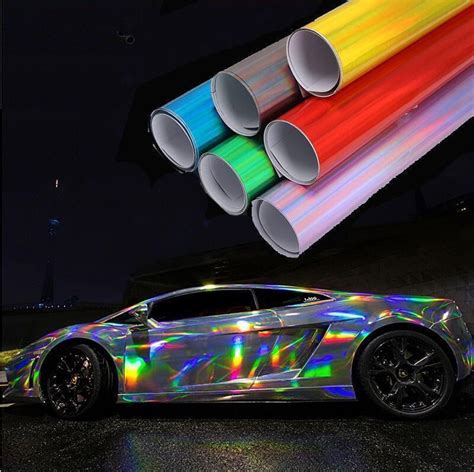 Hoho Premium Multi Color Chrome Holographic Vinyl Wrap Rainbow Laser
