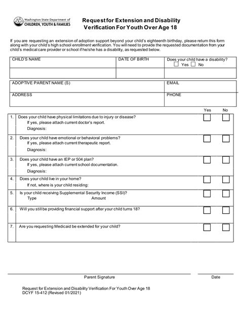 Dcyf Form 15 412 Download Fillable Pdf Or Fill Online Request For