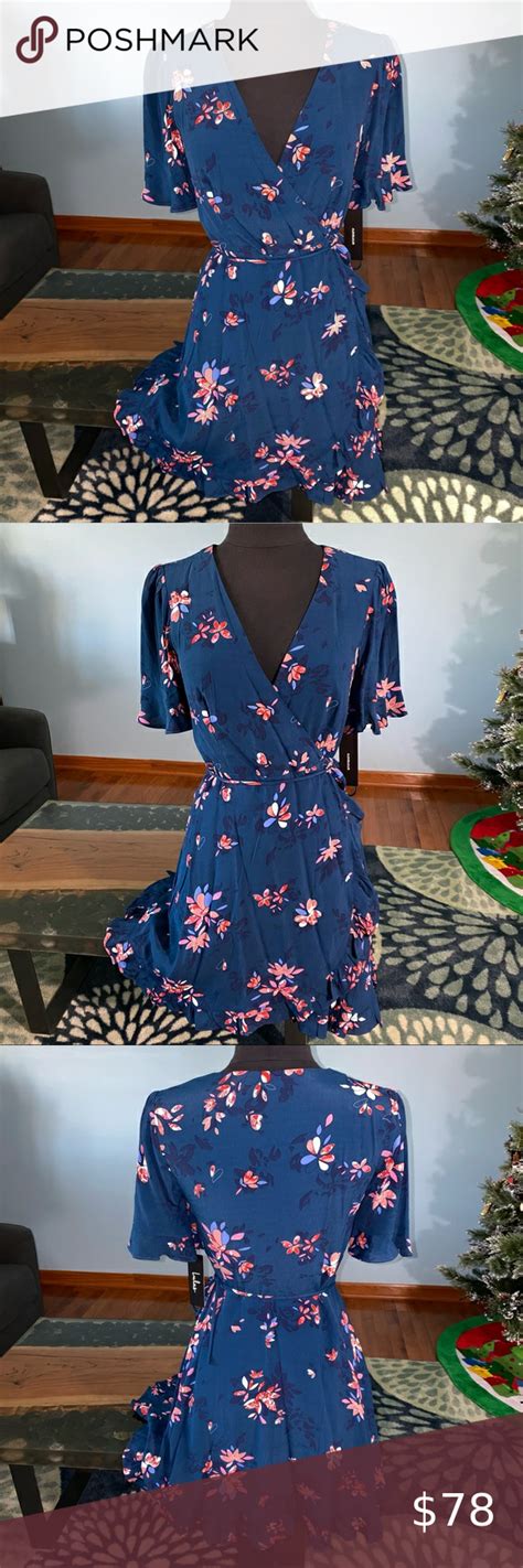 Lulus Dalton Teal Blue Floral Print Ruffled Wrap Dress Lulus Dresses