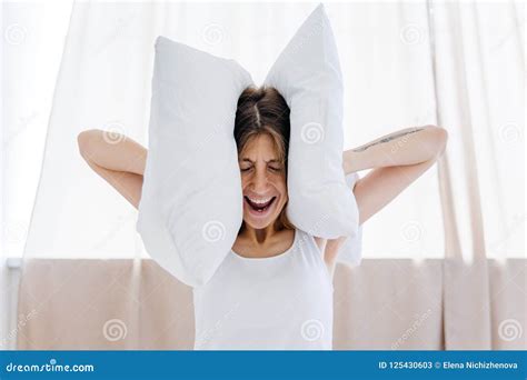 Shocked Young Woman Waking Up With Alarm Stock Image Image Of Waking