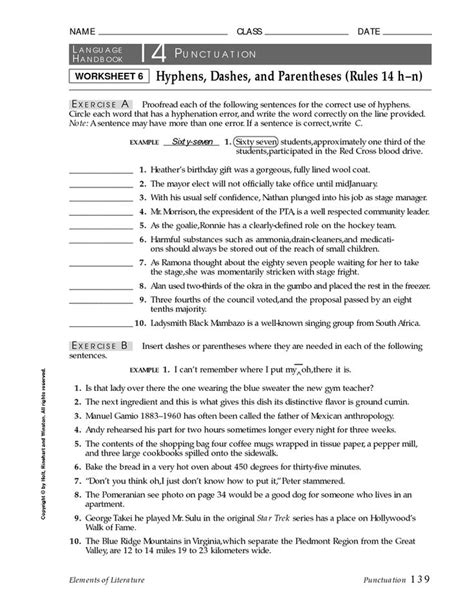 page     hyphens dashes parentheses review iipdf worksheets