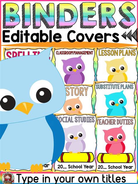 This Set Of 27 Owl Reading Themed Editable Binder Covers Is Sure To