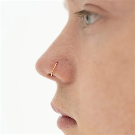 Tiny Secret Nose Hoop Ring In 14k Gold Maison Miru