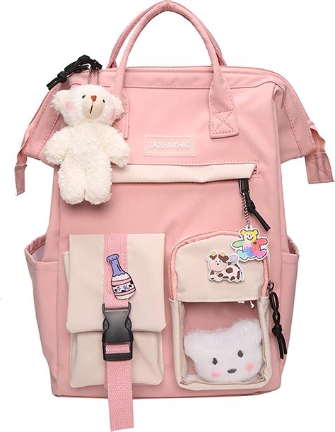 Cute Kids Backpack For Girls Aesthetic Kawaii Bookbags With Accessories