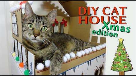 Boxes castles huts cat tree cardboard cat meow cardboard cat cardboard. DIY Cardboard Cat House: Christmas edition - YouTube