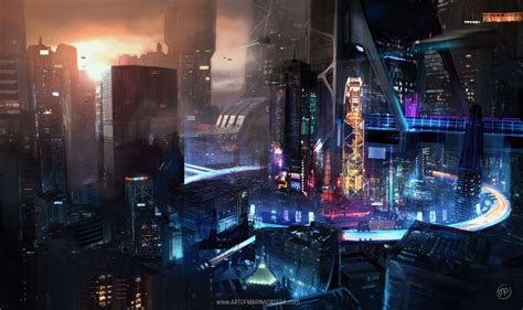 Cyberpunk Sights Marina Ortega Futuristic City