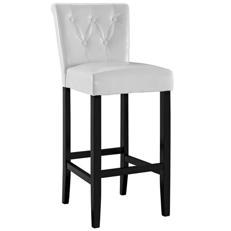 Leather bar & counter stools. Tender Modern Button-tufted Faux Leather Bar Stool w/ Foot Stretcher, White