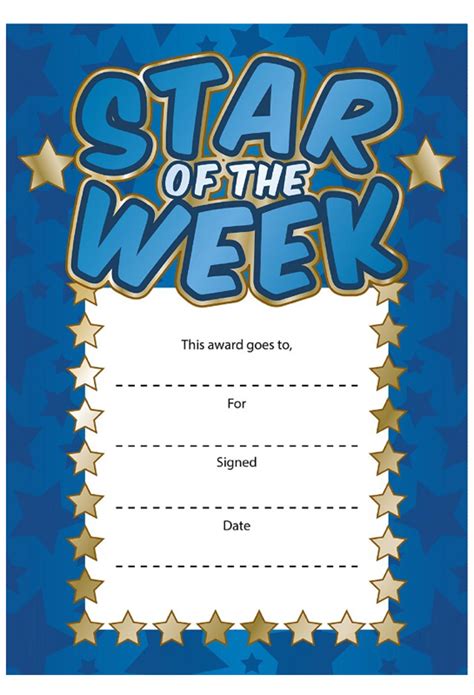 Star Of The Week Certificate Printable Certificates C