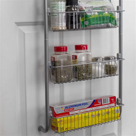 Heavy Duty 4 Tier Over The Door Metal Pantry Organizer Grey Kitchen