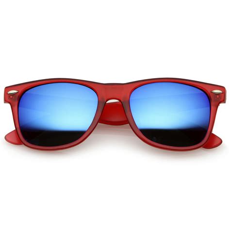 sunglass la retro frost matte square colored mirror lens horn rimmed sunglasses 55mm frost