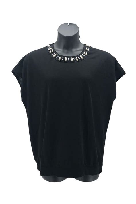 Brooke Shields Timeless Knit Top W Embellished Neckl Gem