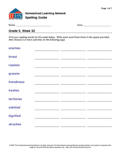 5th Grade Spelling Guide Worksheet For 5th Grade Lesson Planet