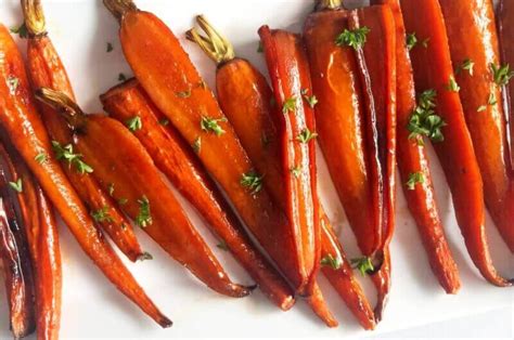 Maple Balsamic Glazed Roasted Carrots Herbs And Flour