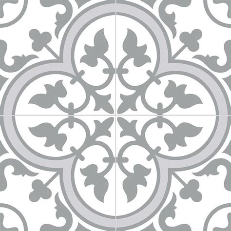 Floral Slate Grey Encaustic Tile Patterned Floor Tiles Encaustic