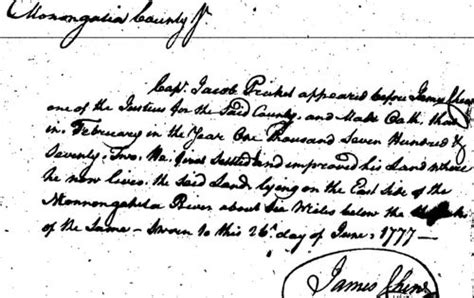 Jacob Prickett Deposition Before James Chew 26 June 1777