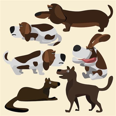 Premium Vector Dogs Set Vector Illustration