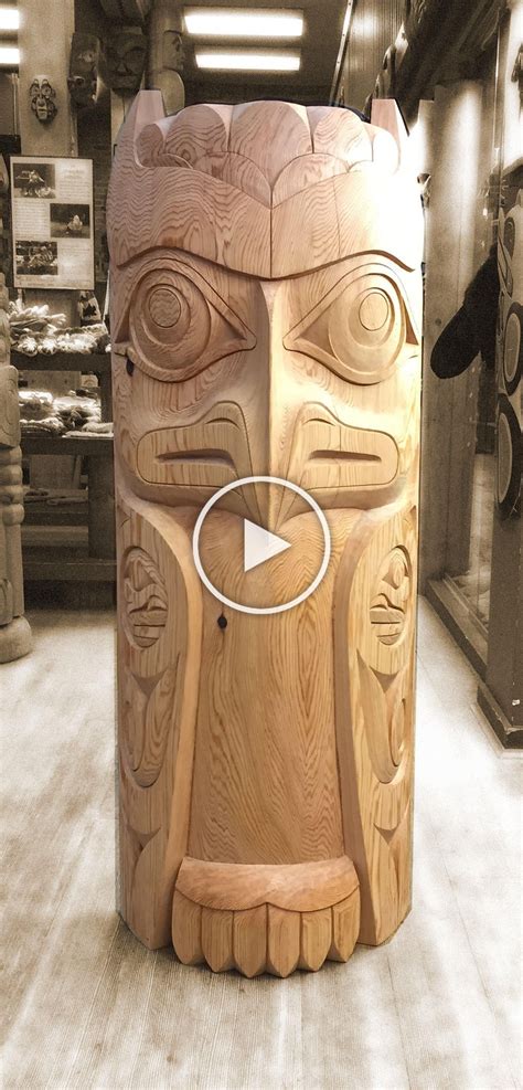 Owl Totem Pole Carved From Red Cedar In The Housepost Style By Coast