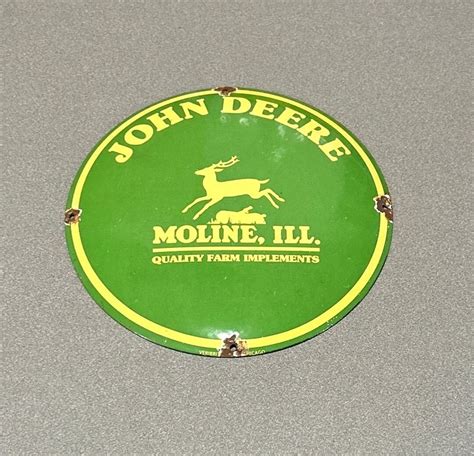 Vintage 12 Domed John Deere Sign Vintage Porcelain Gas Badge Etsy