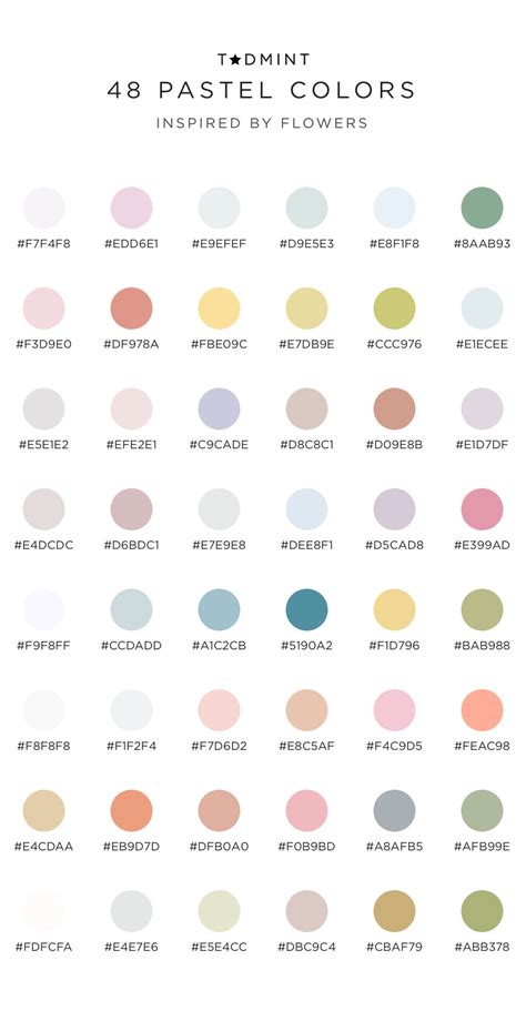 48 Pastel Colors Inspired By Flowers — Tadmint Hex Color Palette
