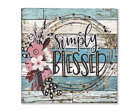 Inspirational Wall Decor Simply Blessed Sign Wood Sign Etsy