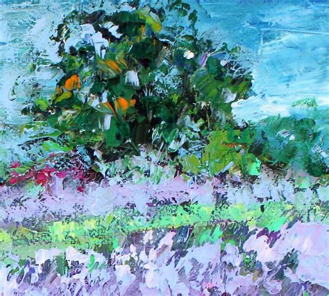 Lavender Landscape Painting Original Oil Abstract