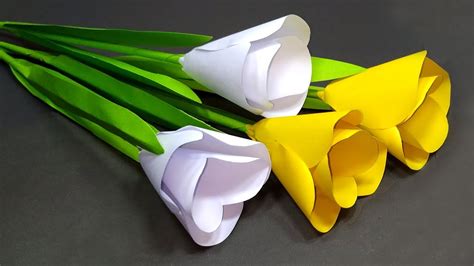 How To Make Paper Tulip Flower Easy Making Diy Tulip Flower At Home