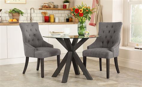 Get the best deals on round dining furniture sets. Hatton Round Grey Wood and Glass Dining Table with 2 Duke ...