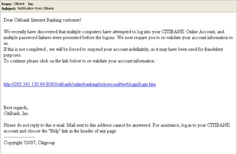 Phishing Email From Bank Example 1