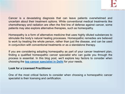 Ppt How To Choose The Best Homeopathic Cancer Specialist A