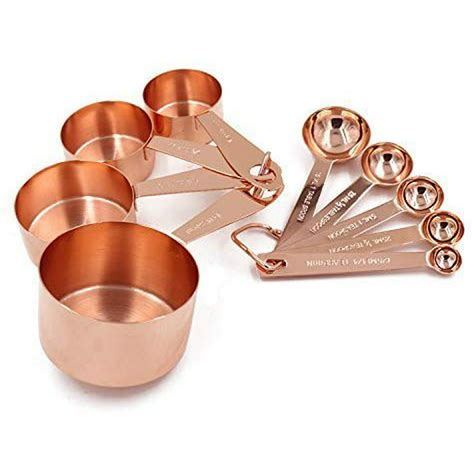 Copper Gram Copper Measuring Cups And Measuring Spoons Set Of 9 Rustic