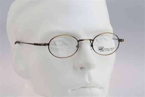 Vintage Oval Eyeglasses 532 Col6 90s Unisex Titanium Small Oval
