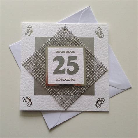 Handmade 25th Silver Wedding Anniversary Card Etsy Anniversary