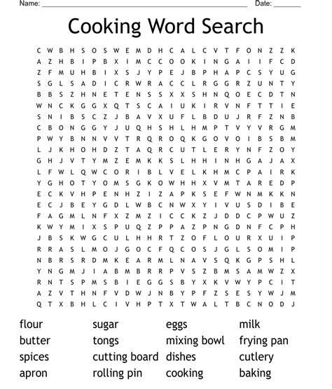 Cooking Word Search Wordmint