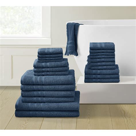 Vcny Home Essex 24 Piece Cotton Bath Towel Set Navy