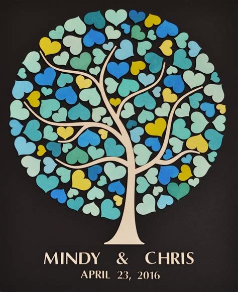 custom 3d wedding guest book alternative tree wood hearts etsy