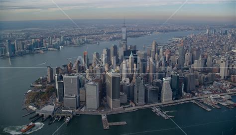 Lower Manhattan And The Hudson River In Autumn New York City Aerial