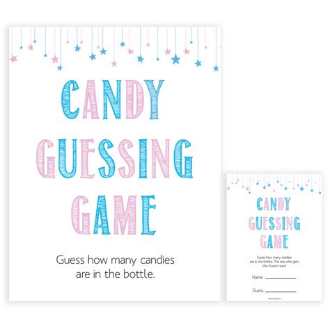 Candy Guessing Game Gender Reveal Printable Baby Shower Games