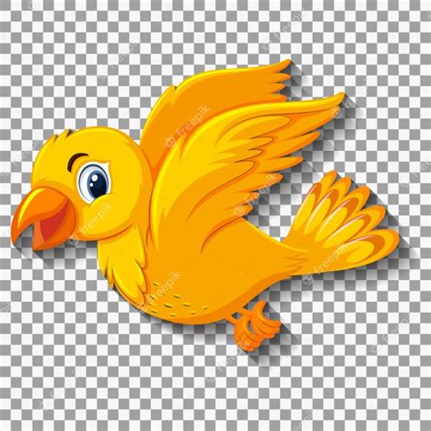 Personagem De Desenho Animado Bonito Pássaro Amarelo Vetor Premium