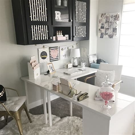 Finish off the space with a coffee table or side table. My new L shaped Ikea Desk Reveal | Home office decor, Home ...