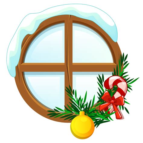 Christmas Window With Snow Lollipop And Christmas Tree 13442137 Png