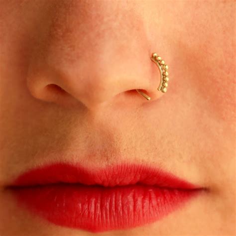 Gold Nose Ring Nose Hoop Gold 14k Nose Piercings Indian Etsy Israel